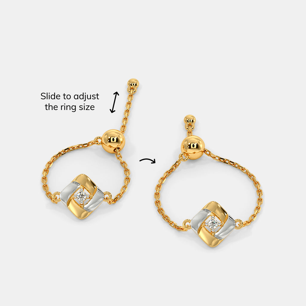 0.029 Ct Round AdjustableRings with Purity of 18Kt