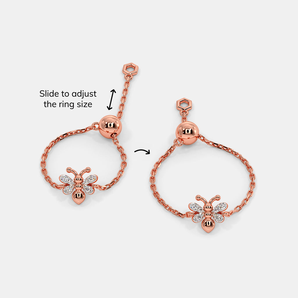 0.050 Ct Round AdjustableRings with Purity of 18Kt