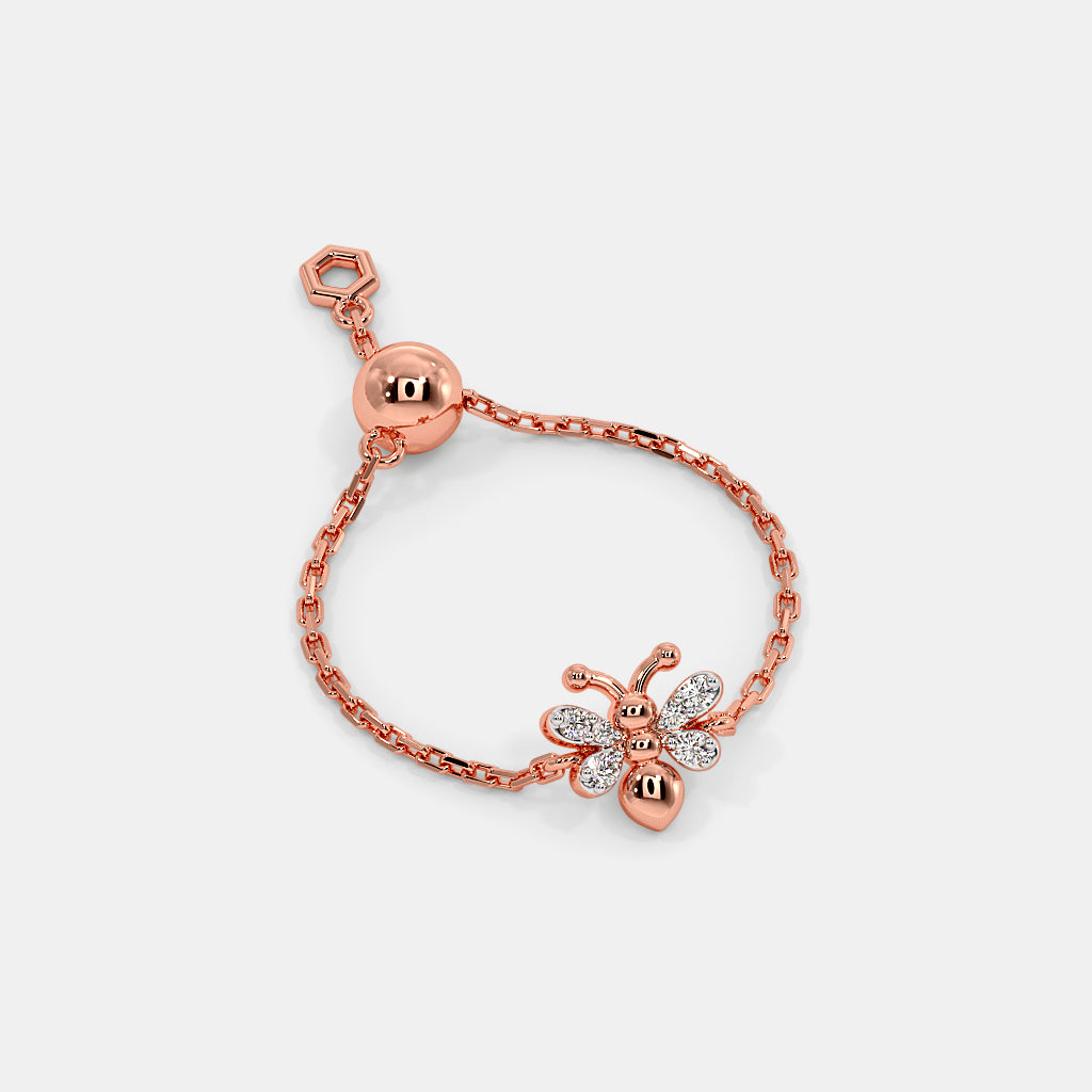 0.050 Ct Round AdjustableRings with Purity of 14Kt