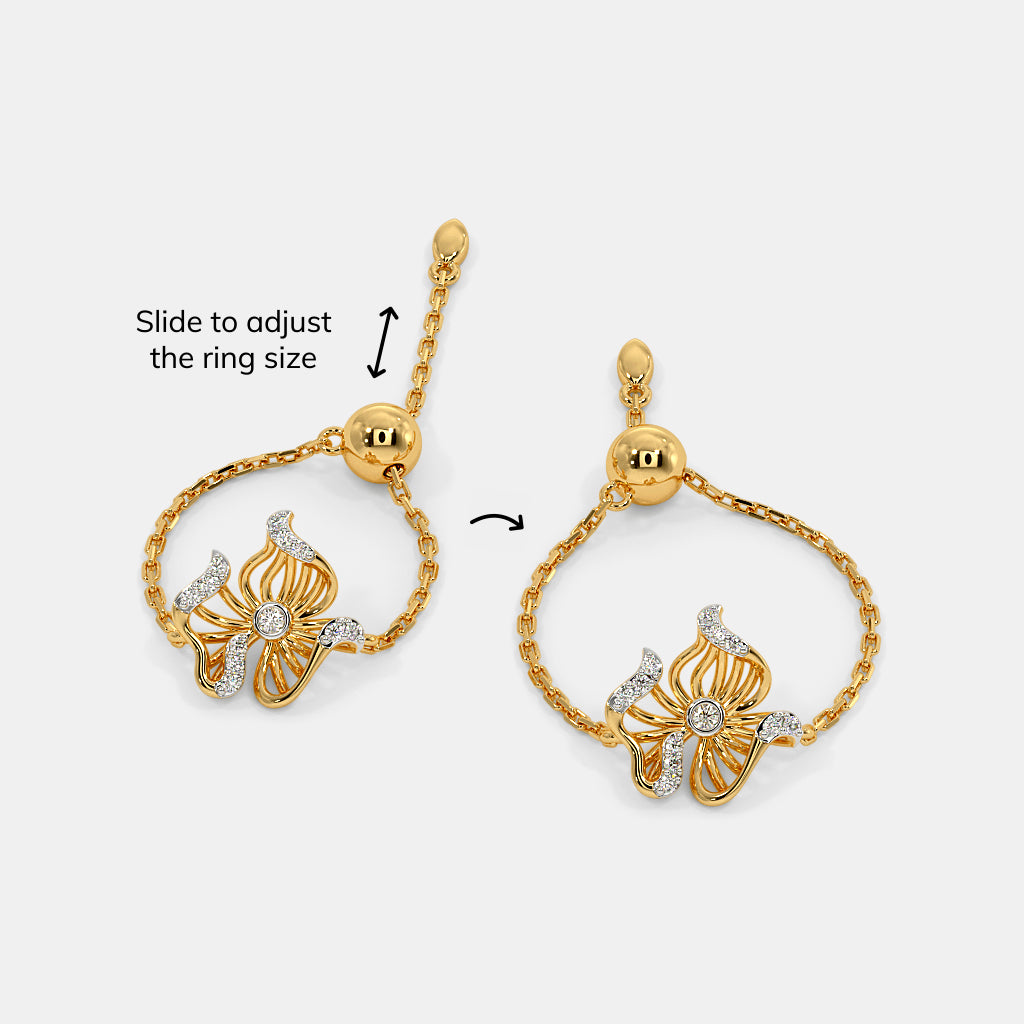 0.070 Ct Round AdjustableRings with Purity of 18Kt