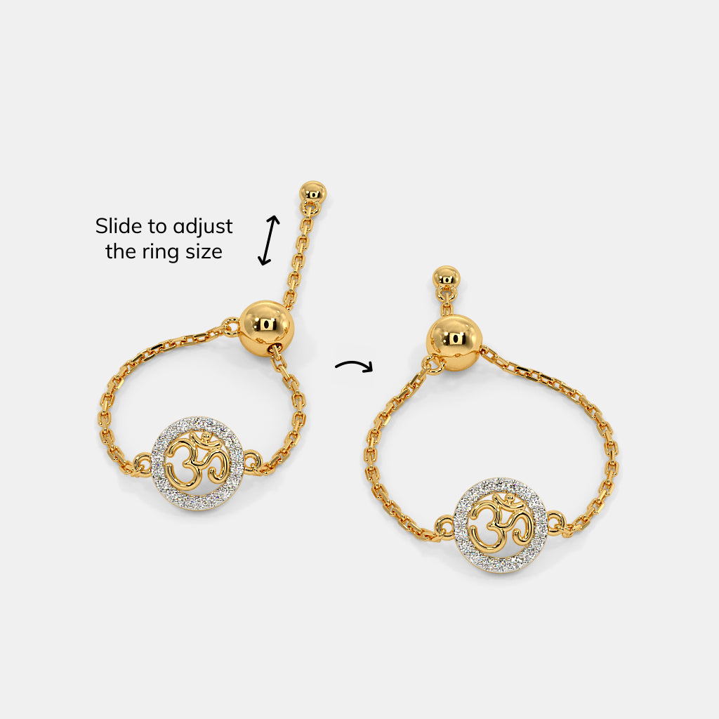 0.090 Ct Round AdjustableRings with Purity of 18Kt