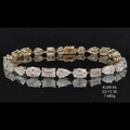 12.36 carat fancy shaped lab-grown diamond bracelet in 18kt gold, front view
