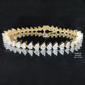 4.56 carat fancy shaped lab-grown diamond bracelet in 18kt gold, front view
