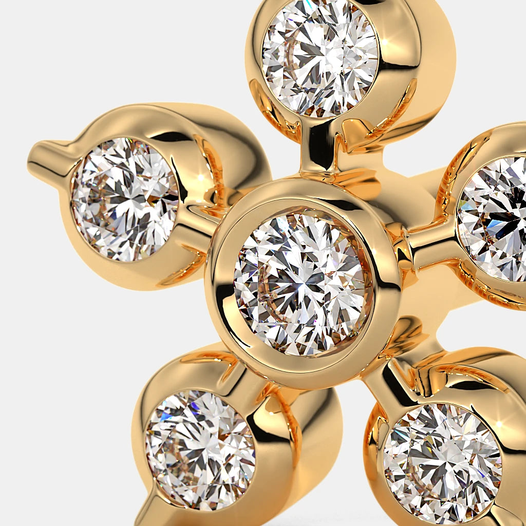 0.236 Ct Round Earrings with Purity of 18Kt