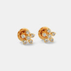 0.236 Ct Round Earrings with Purity of 18Kt