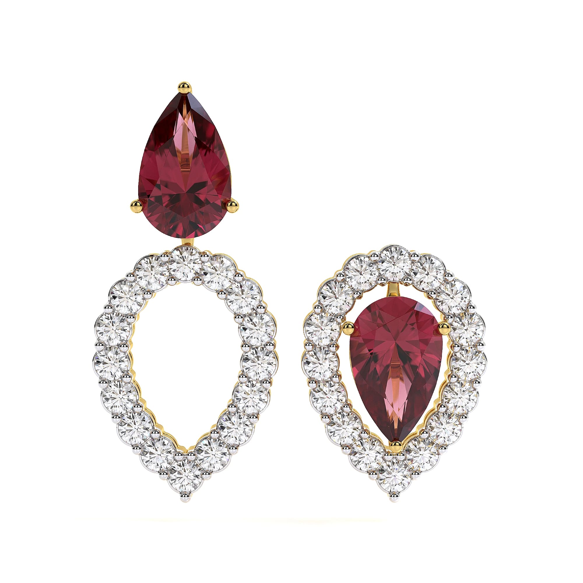 3.46 Ct Earring Pear Cut 18Kt Gold