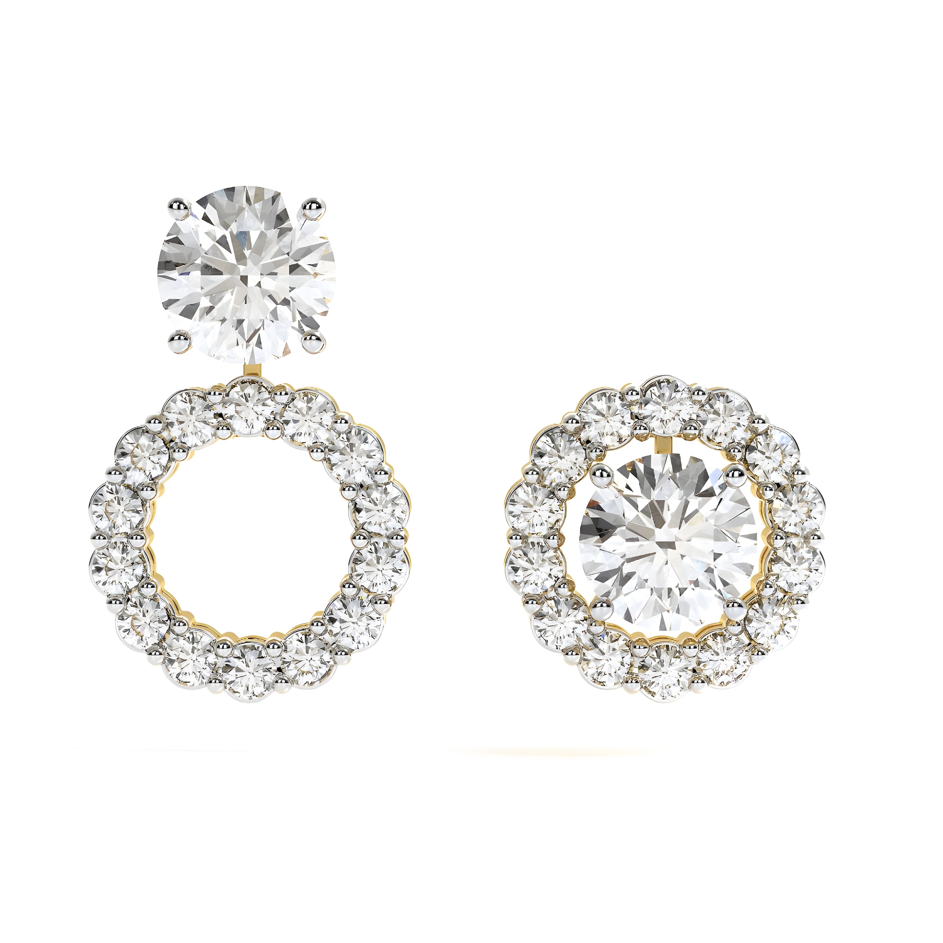 2.96 Ct Earrings Brilliant Round 18Kt Gold