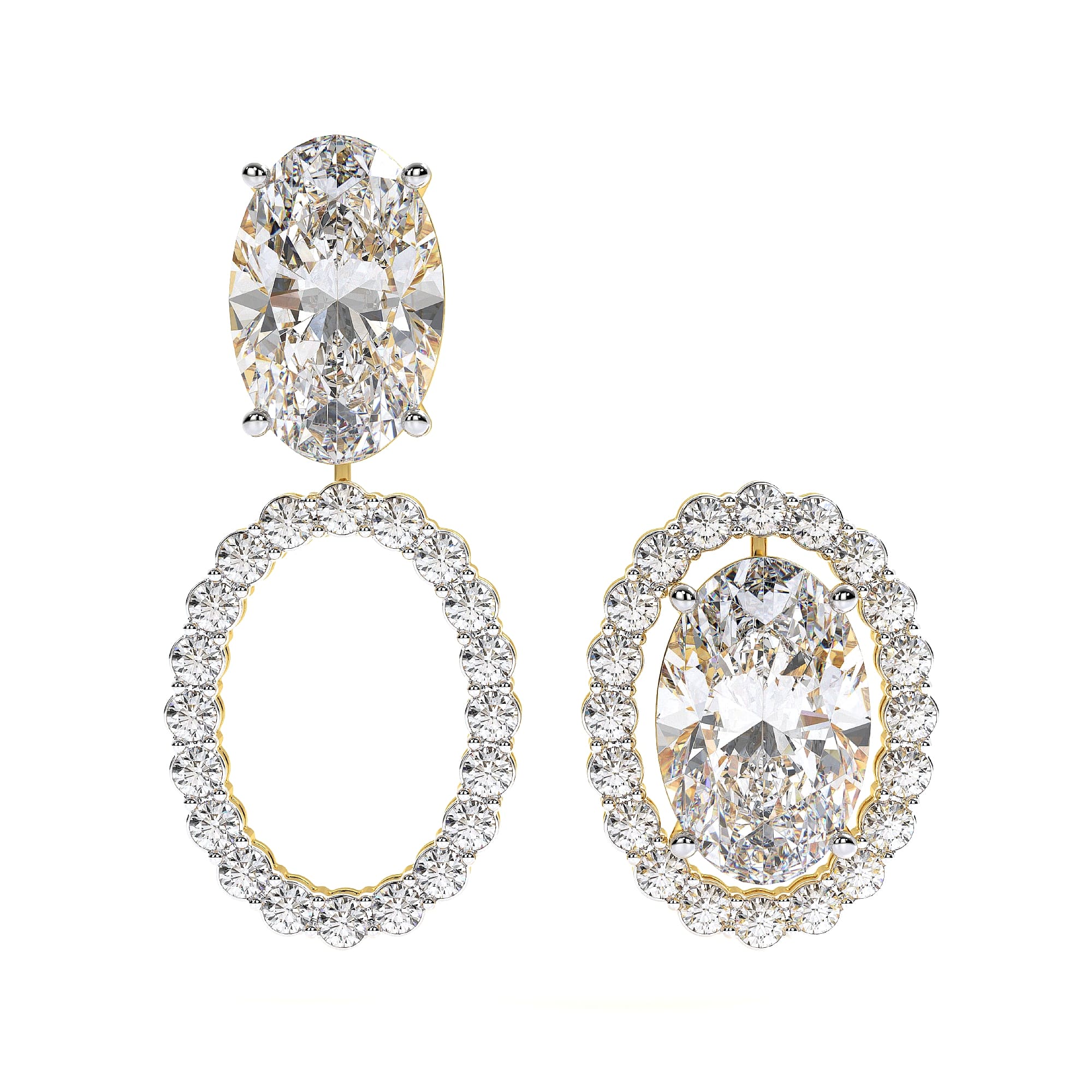2.84 Ct Earring Oval Brilliant 18Kt Gold