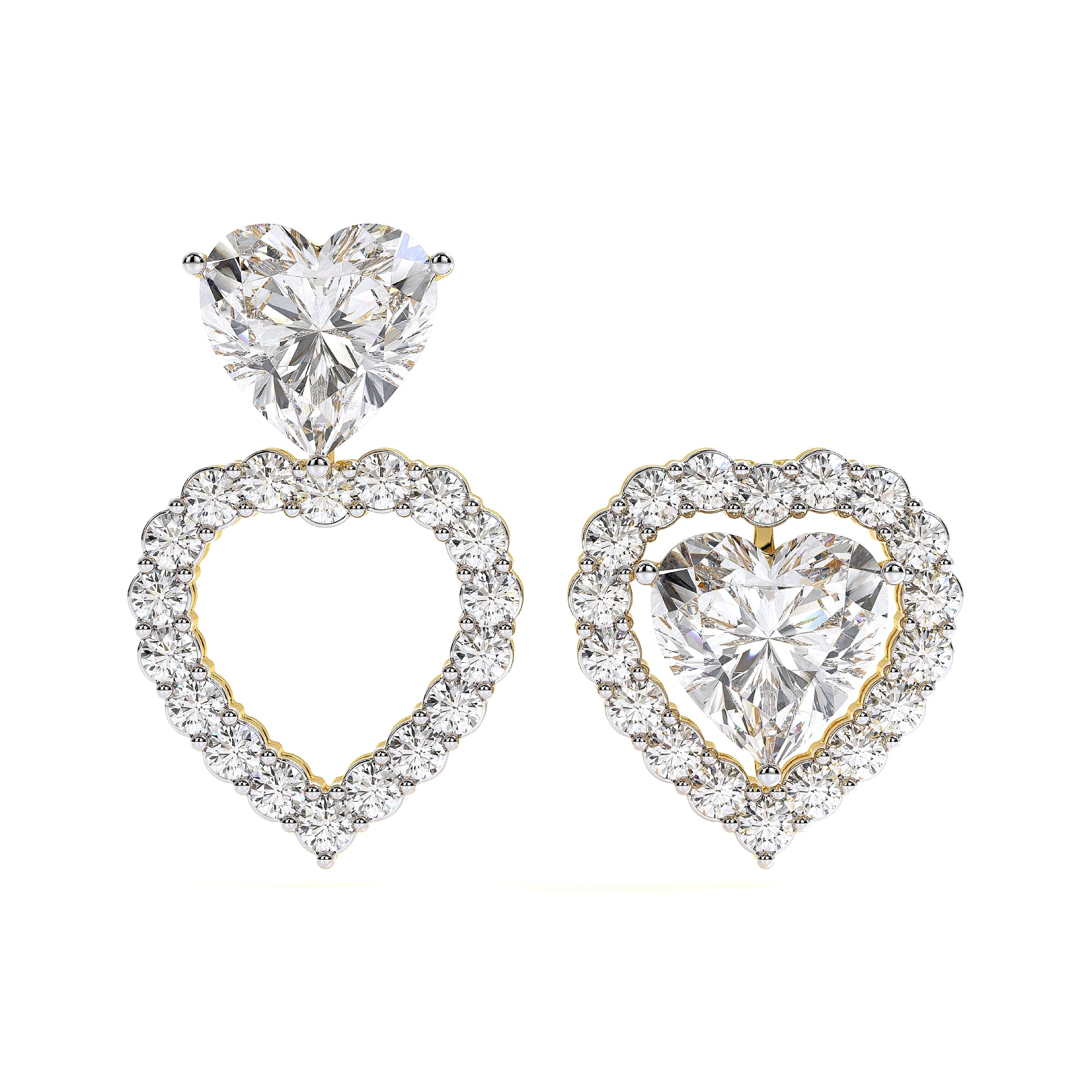 2.96 Ct Earring Heart Shape 18Kt Gold
