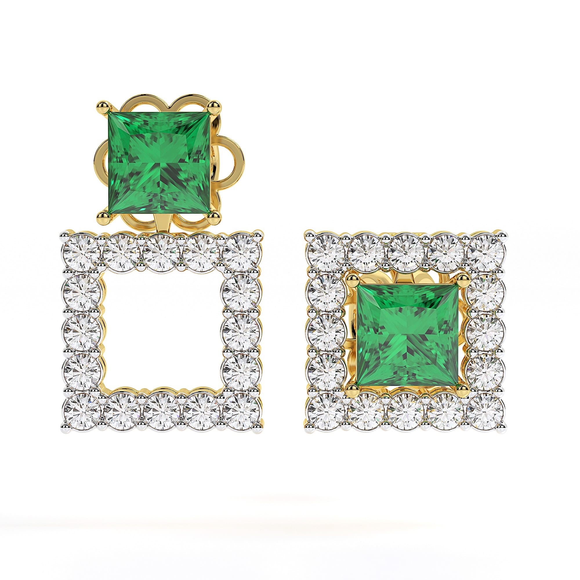 2.96 Ct Earring Princess Cut 18Kt Gold