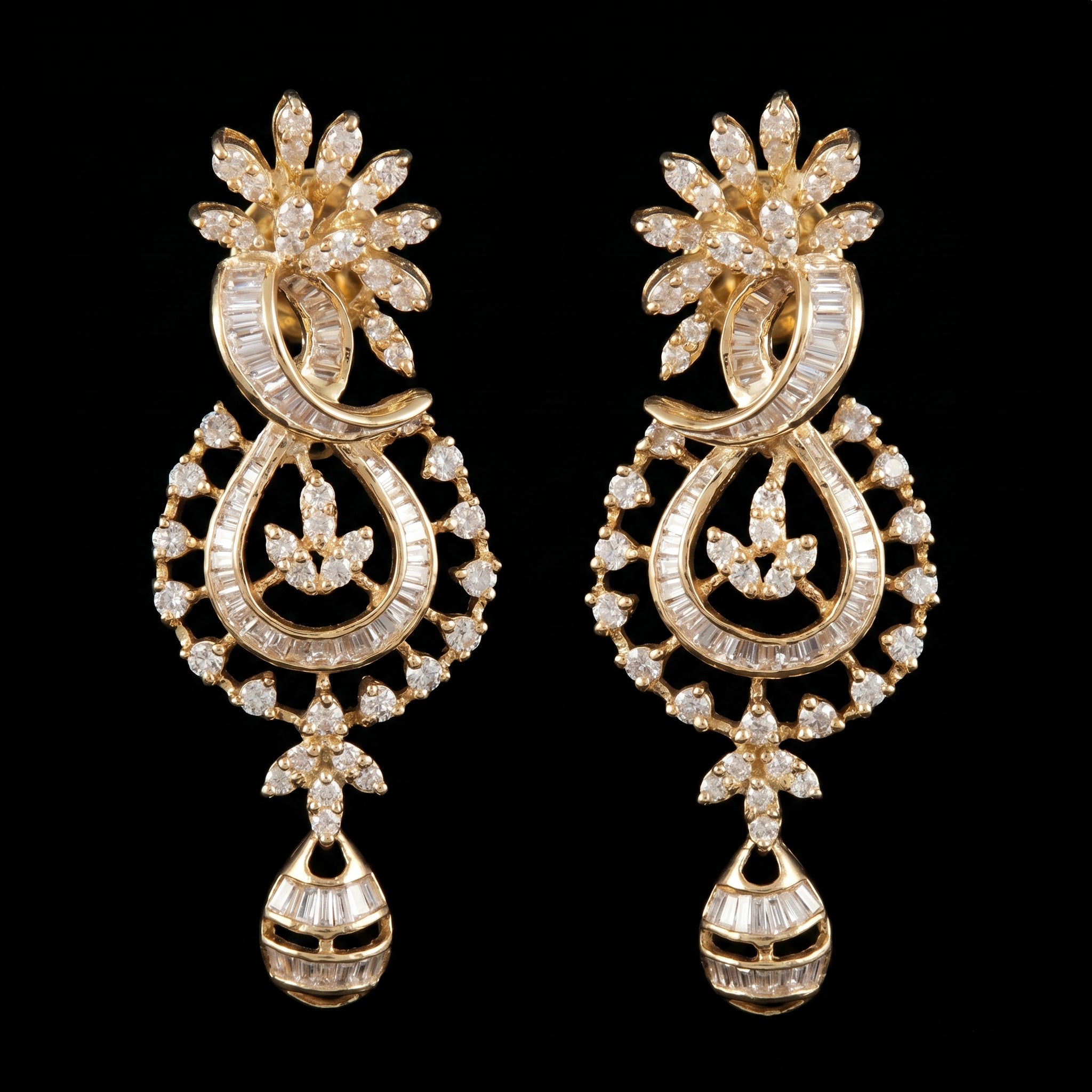 1.82Ct of Long Earring With Purity of 14K