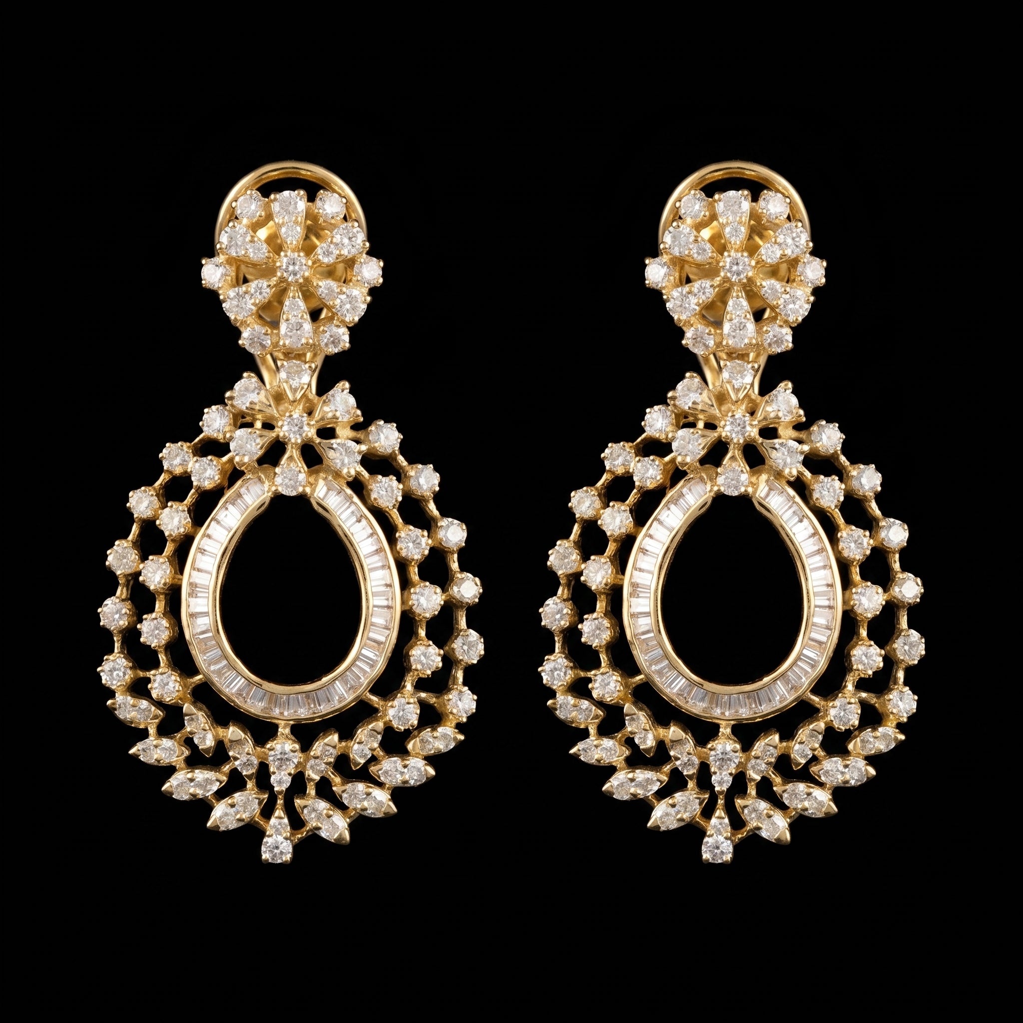 4.06Ct of Long Earring With Purity of 14K