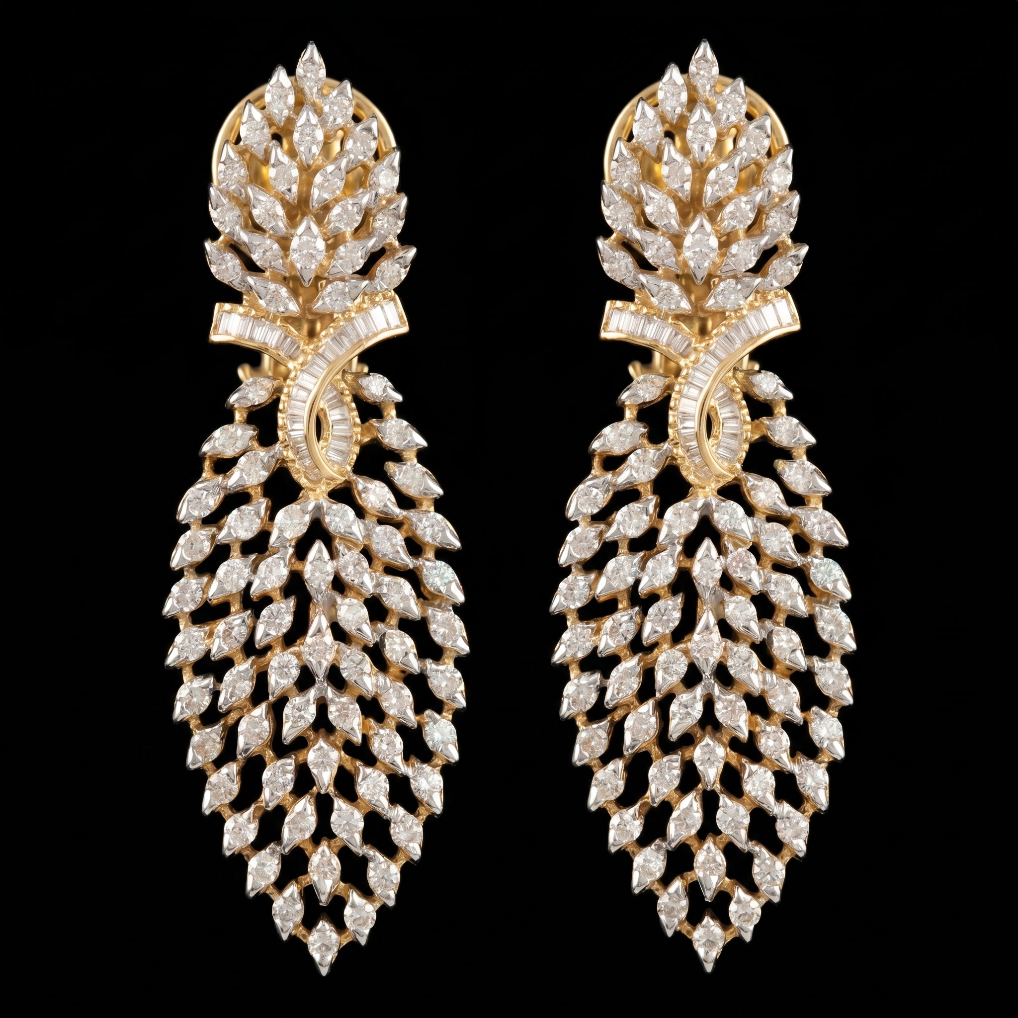 2.96Ct of Long Earring With Purity of 14K