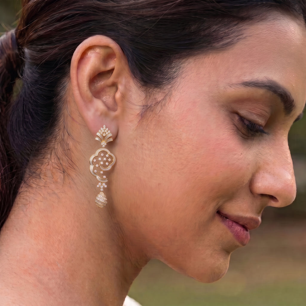 2.84Ct of Long Earring With the Purity of 14K