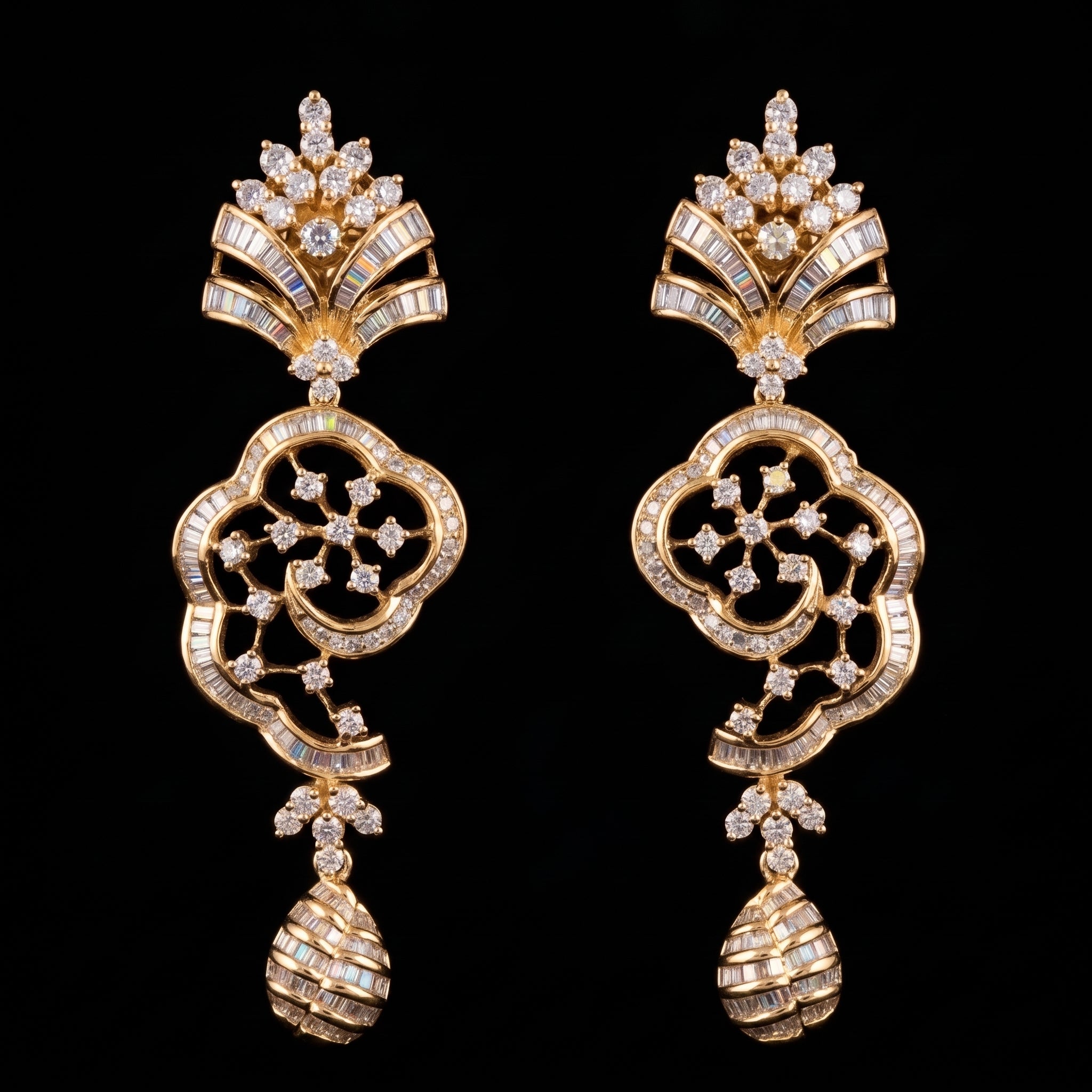 2.84Ct of Long Earring With the Purity of 14K