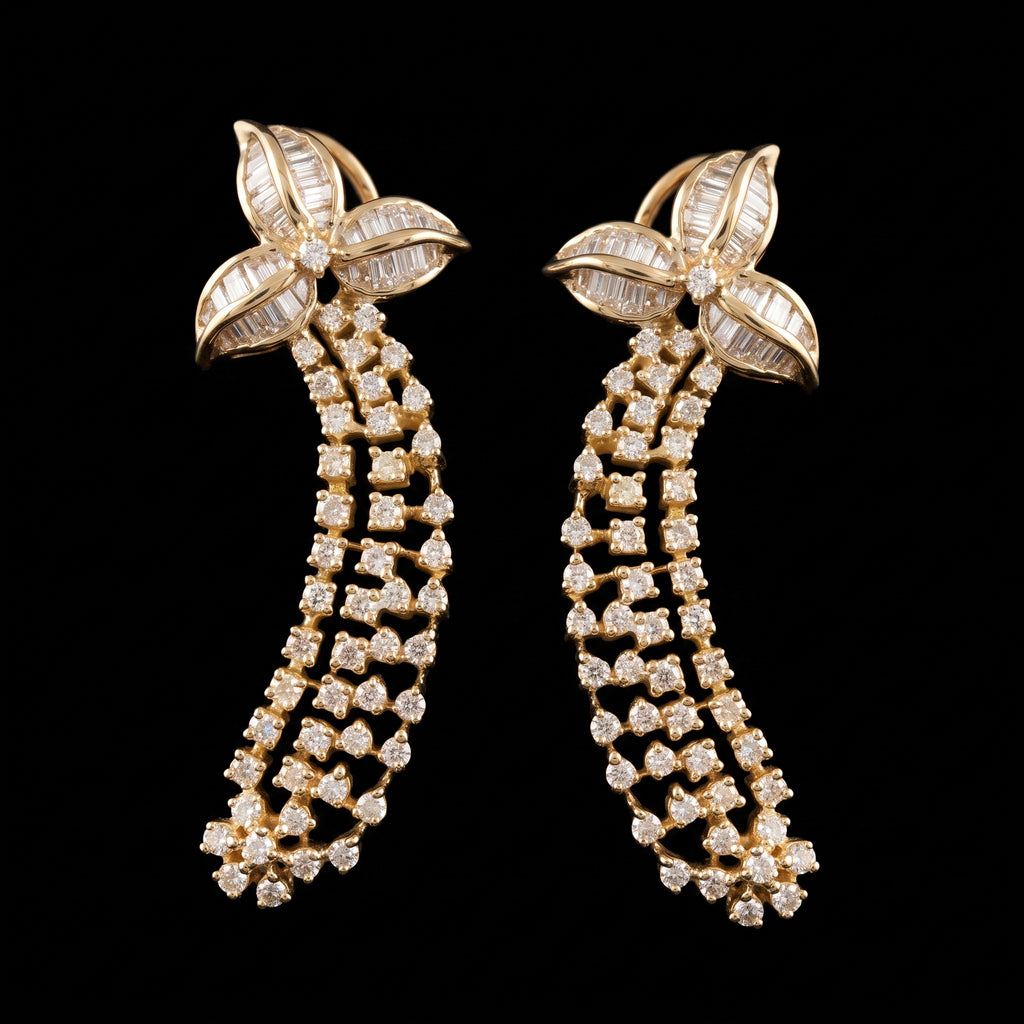 2.92Ct of Long Earring With the Purity of 14K