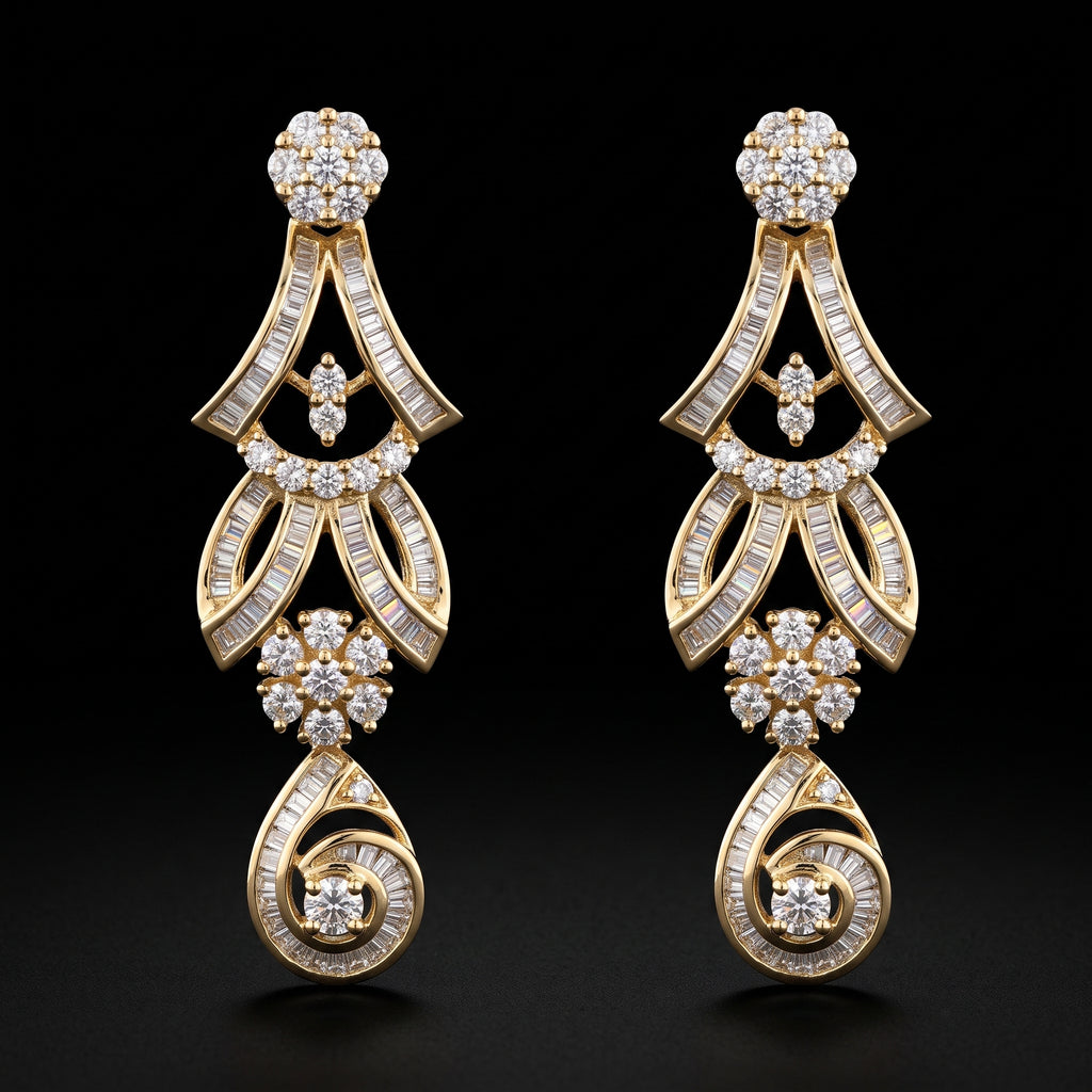 1.79Ct of Long Earring With the Purity of 14K