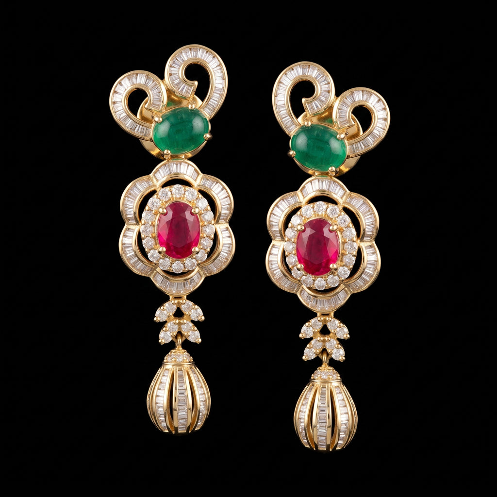 6.59Ct of Long Earring With the Purity of 14K