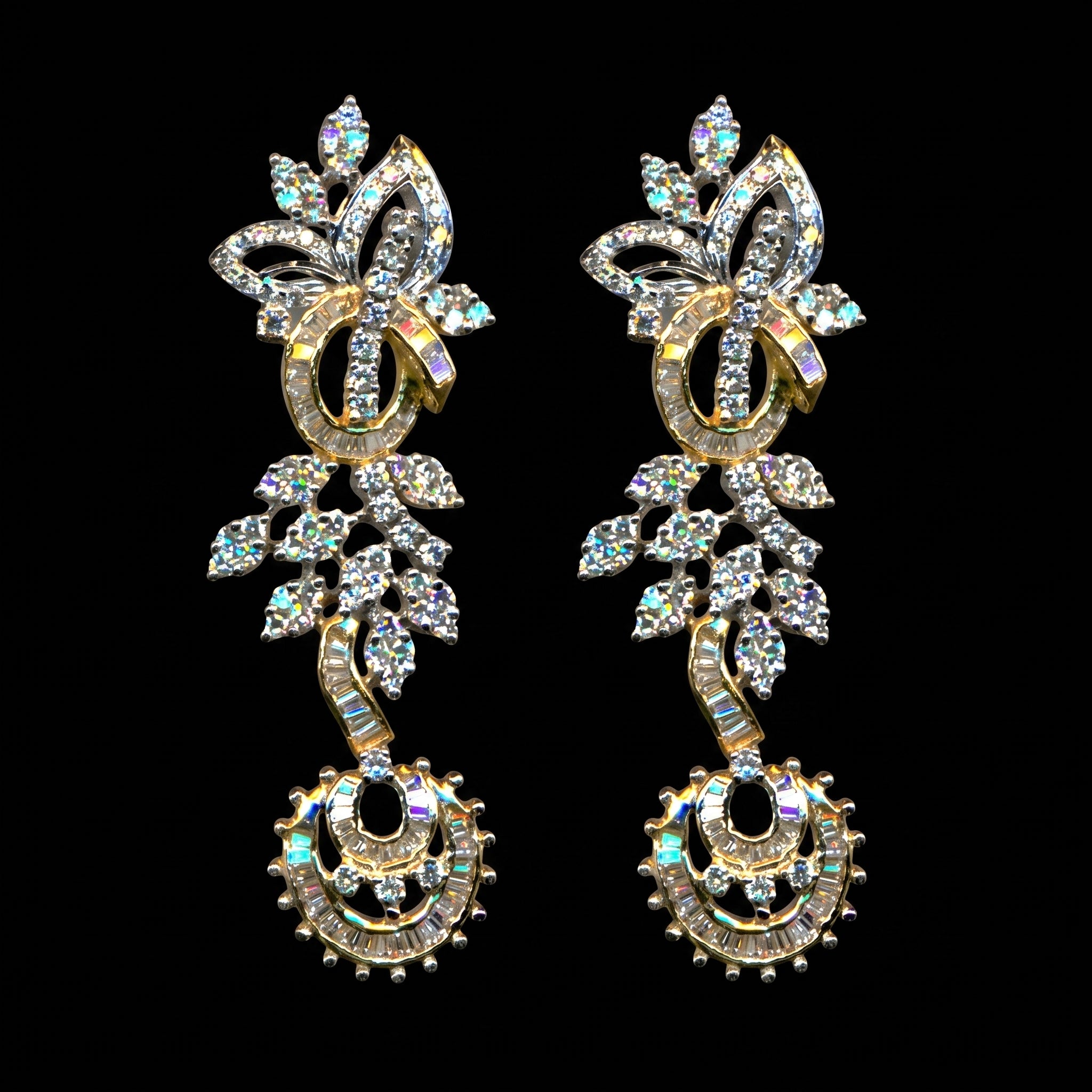 2.91Ct of Long Earring with the Purity of18K