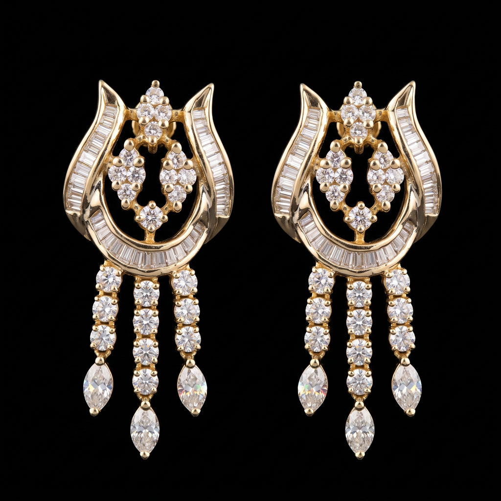 1.51Ct of Long Earring with the Purity of18K