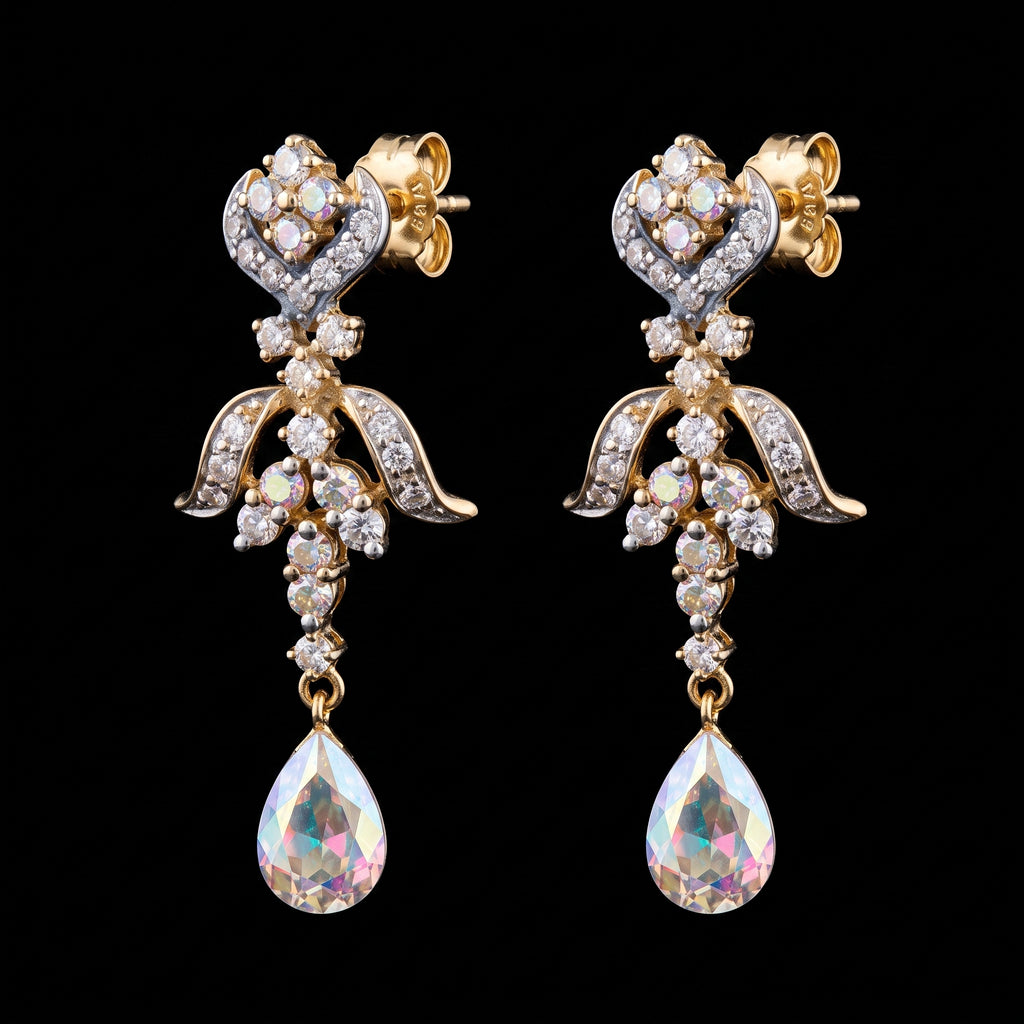 3.92Ct of Long Earring with the Purity of18K