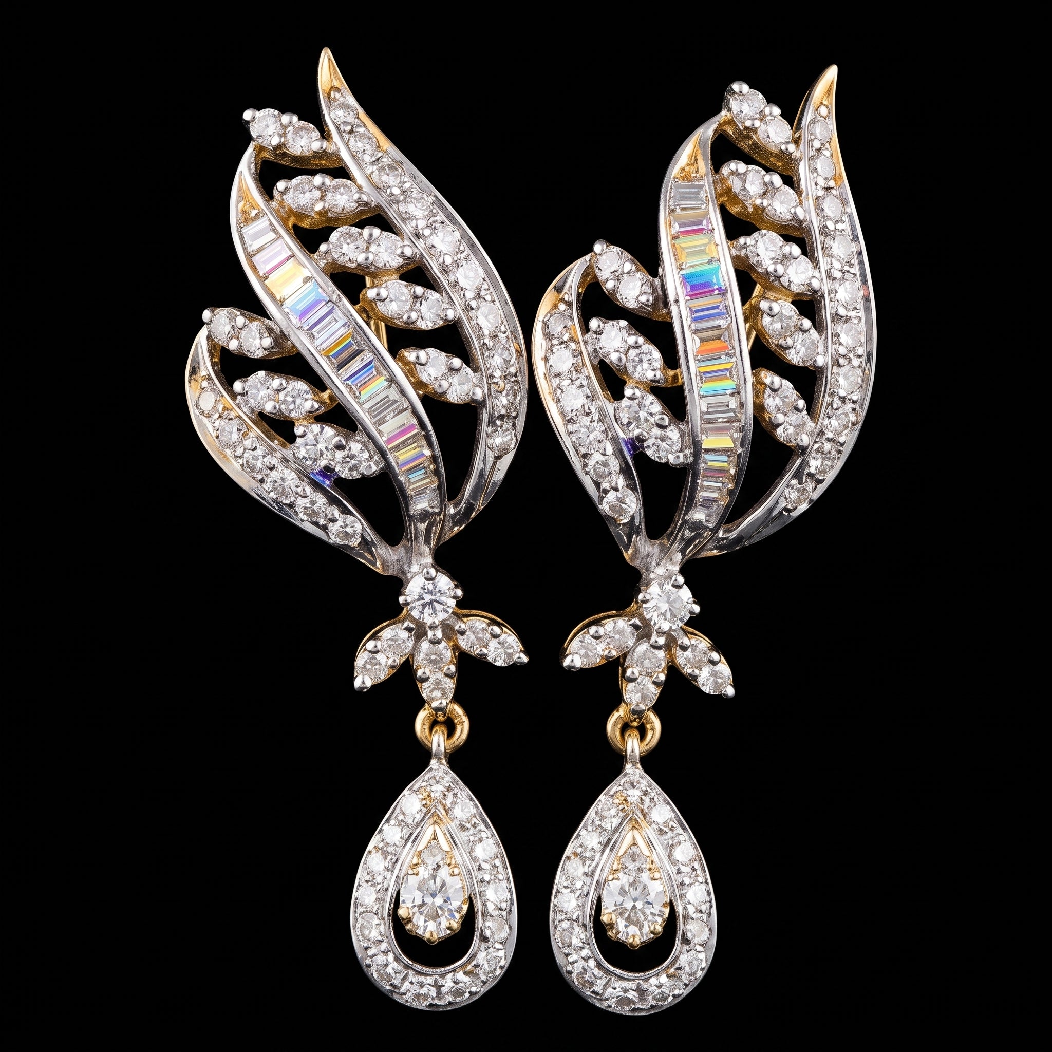 1.59Ct of Long Earring with the Purity of18K