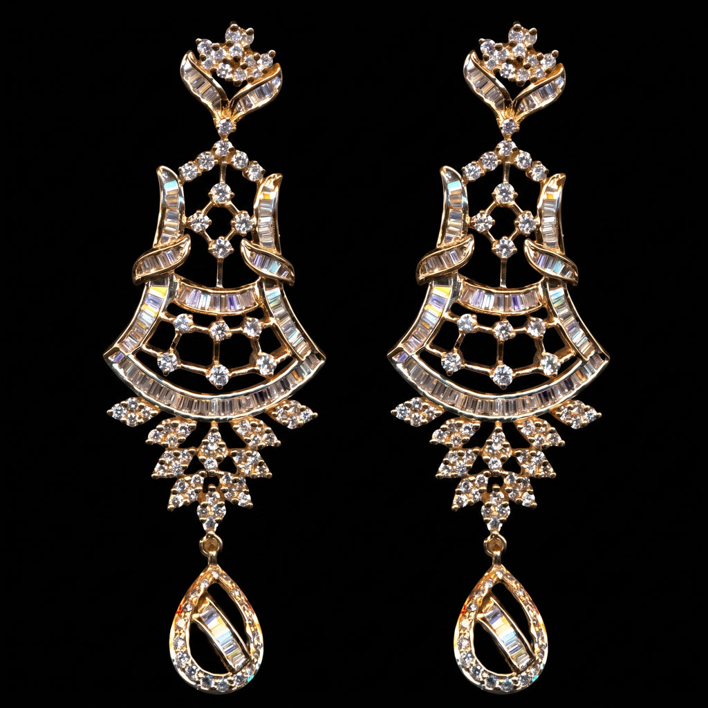 3.39Ct of Long Earring with the Purity of18K