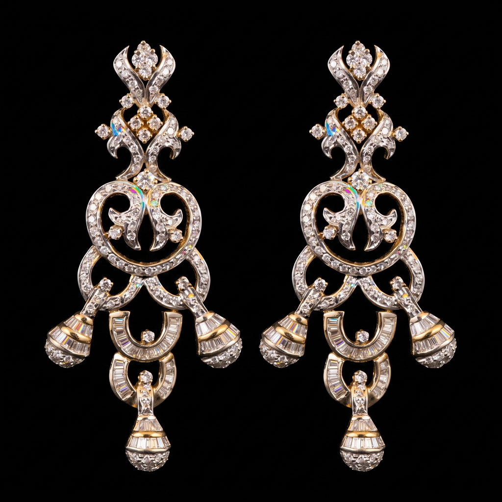 3.41Ct of Long Earring with the Purity of18K