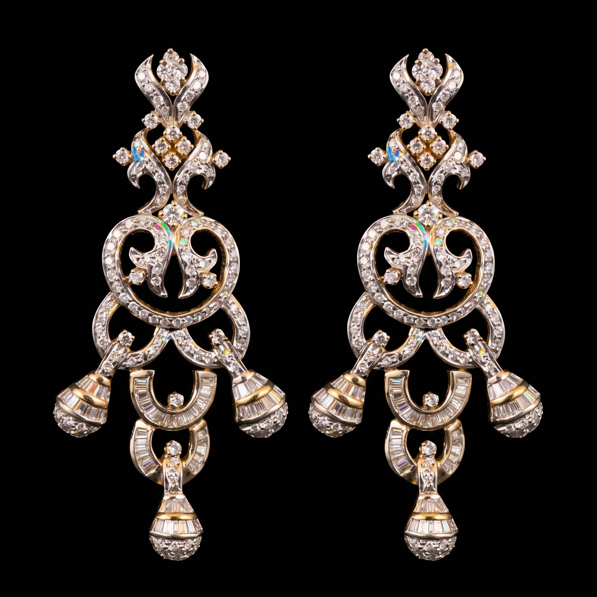 3.41Ct of Long Earring with the Purity of18K