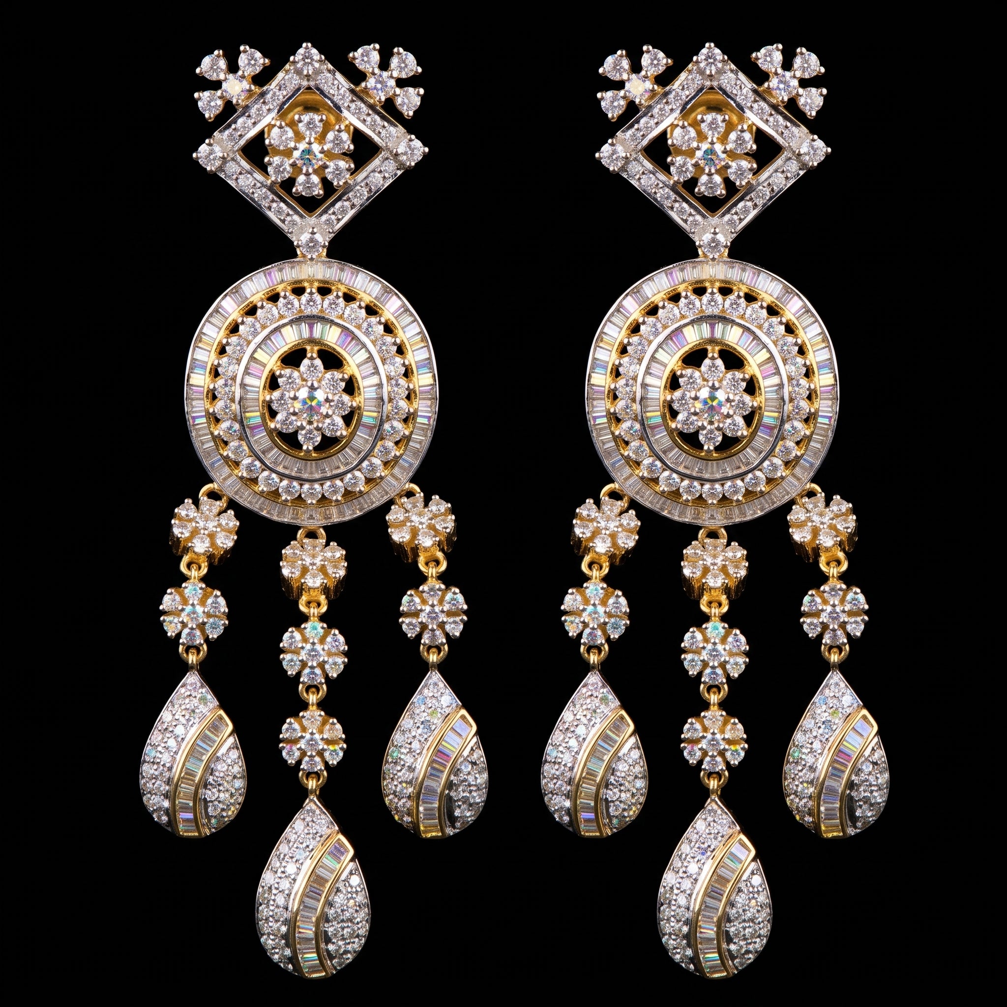 6.53Ct of Long Earring with the Purity of18K