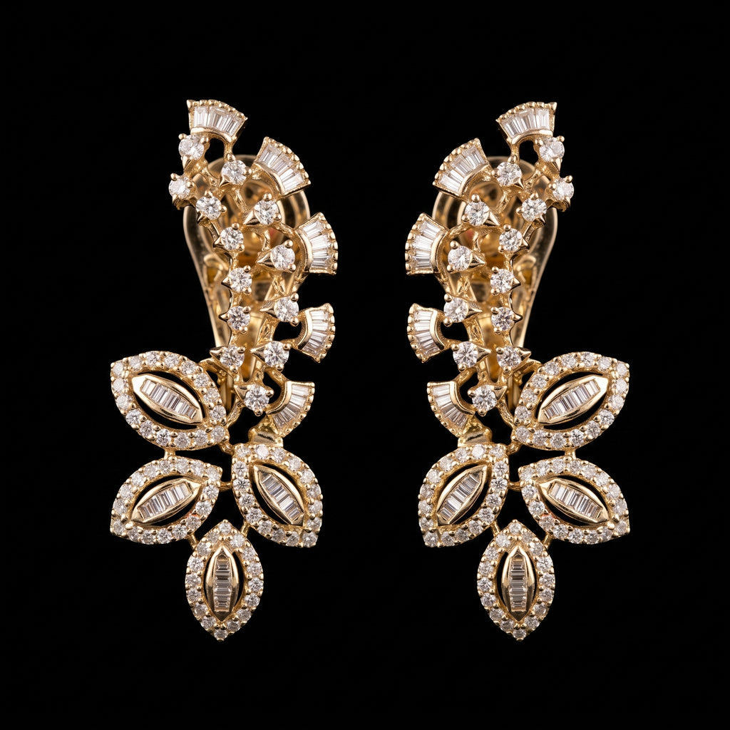 2.38Ct of Long Earring with the Purity of 14K