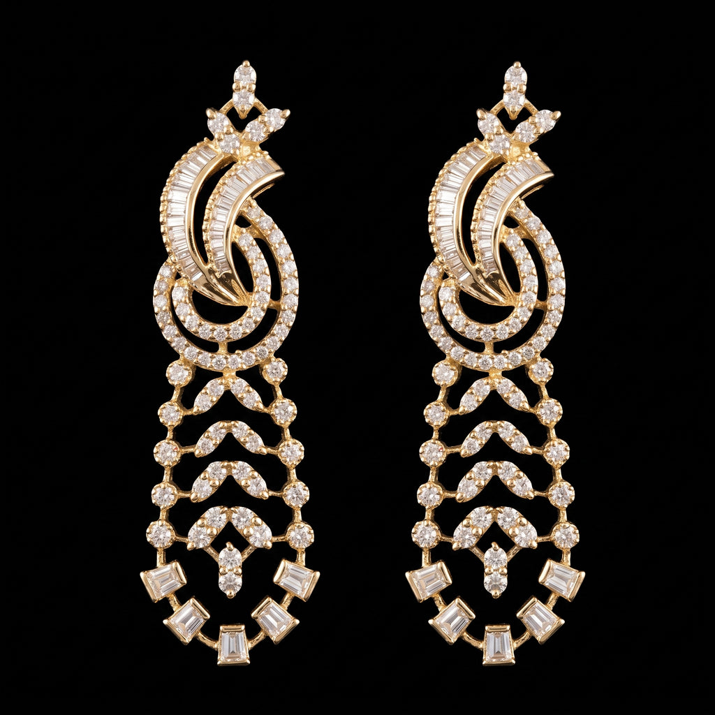 2.74Ct of Long Earring with the Purity of 14K
