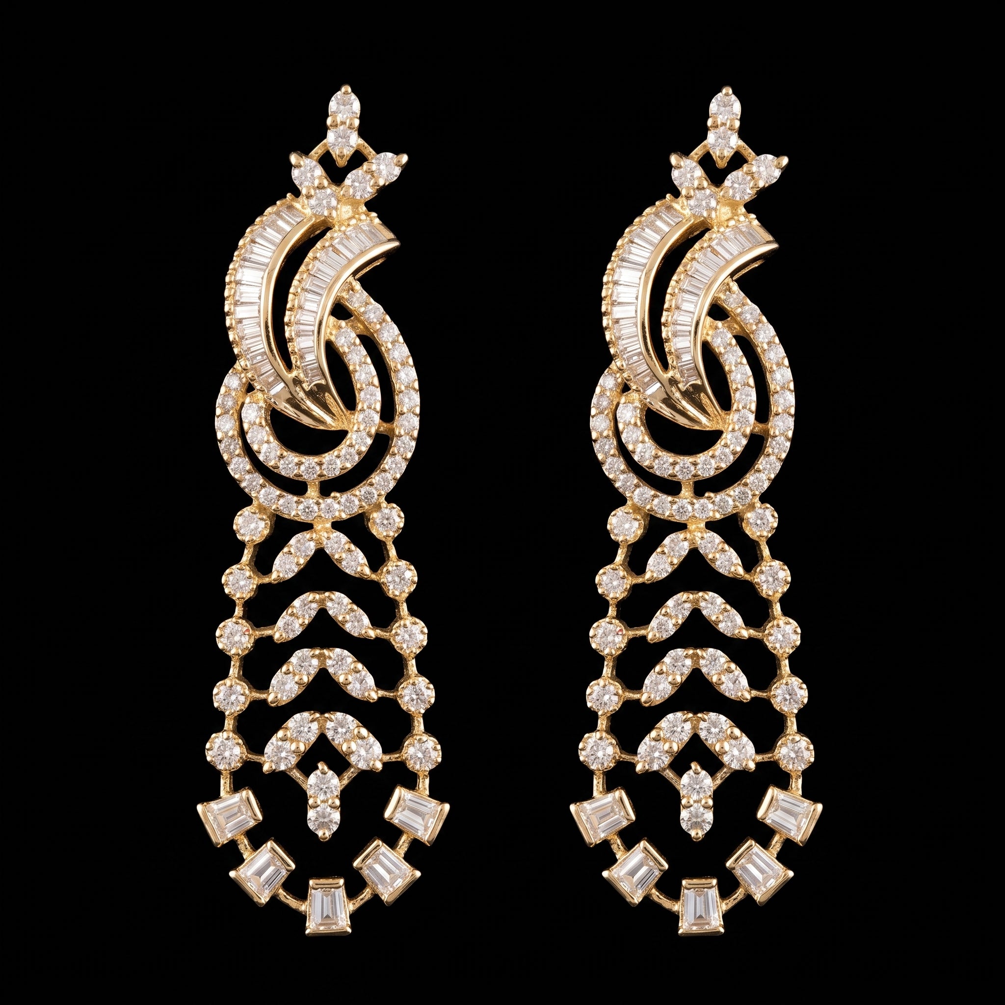 2.74Ct of Long Earring with the Purity of 14K