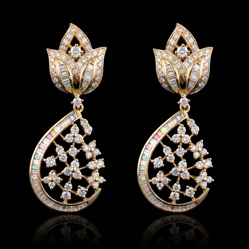 2.1Ct of Long Earring With the Purity of 14K