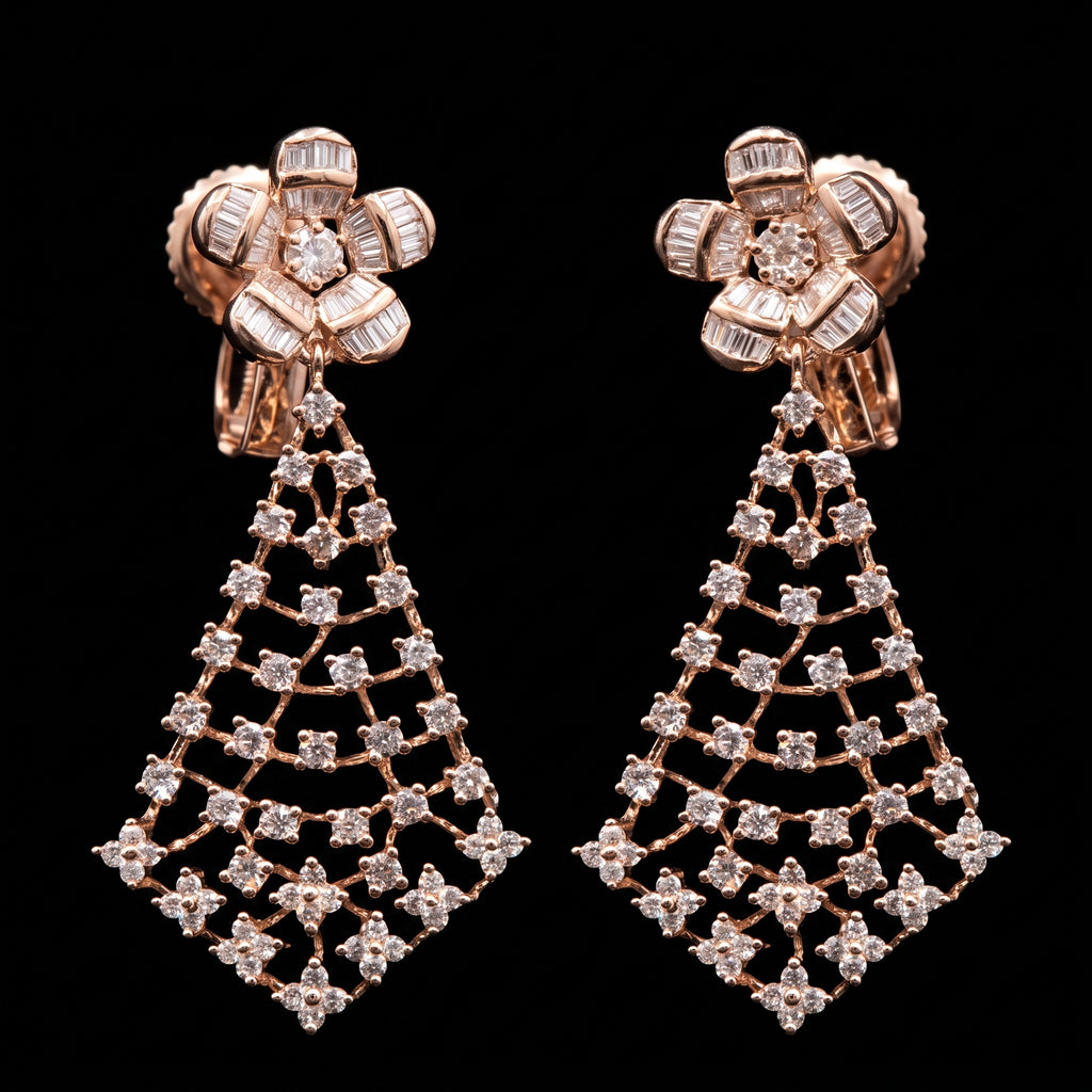 3.14Ct of Long Earring With the Purity of 14K