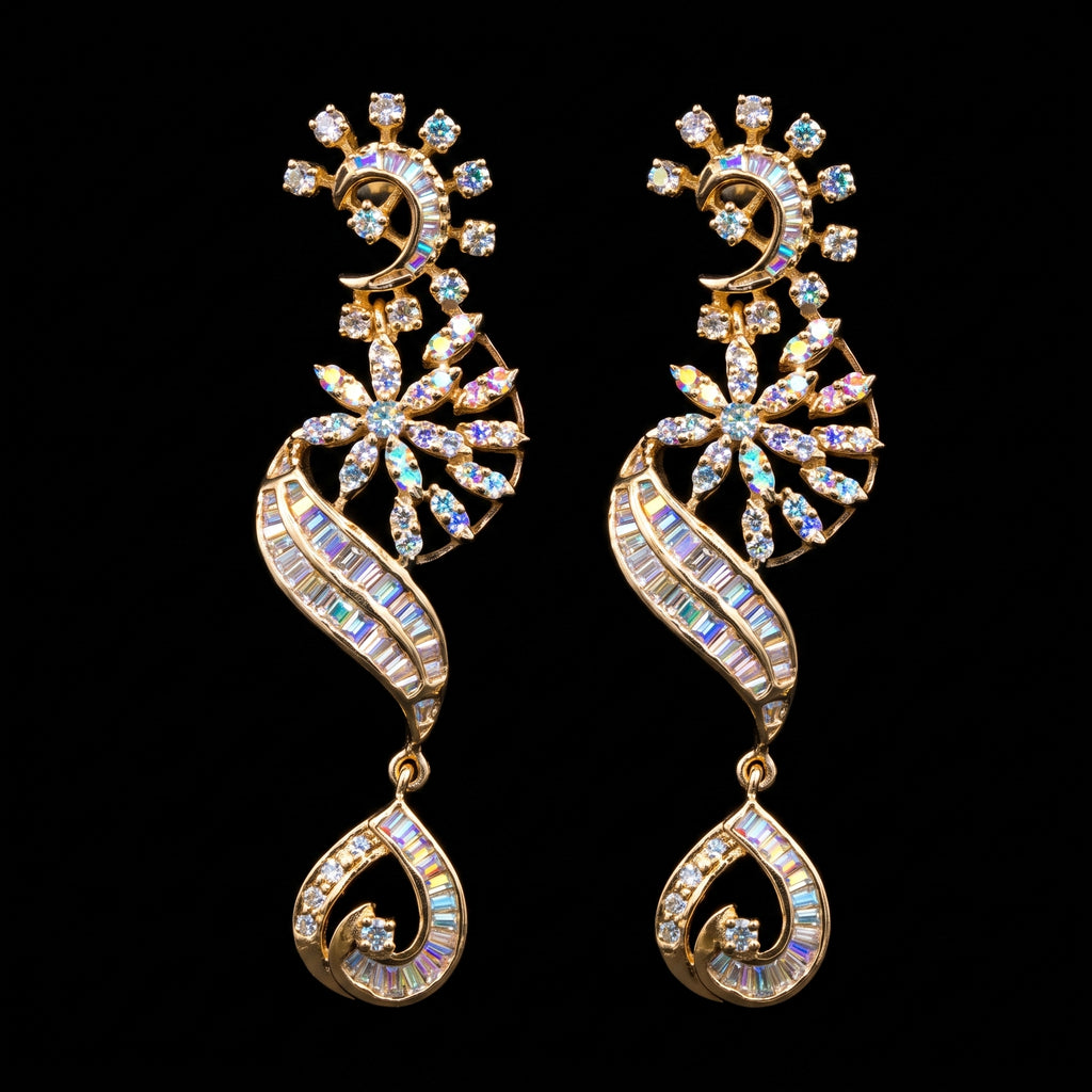 2.14Ct of Long Earring with the Purity of 14K