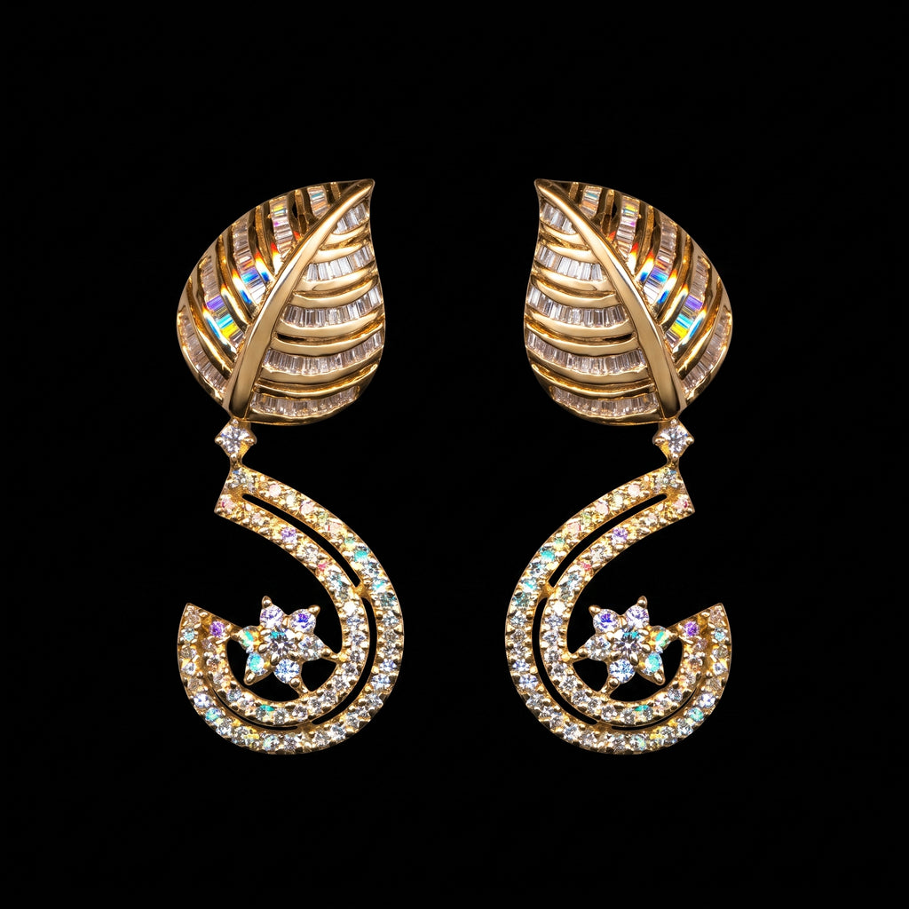 2.32Ct of Long Earring with the Purity of 14K