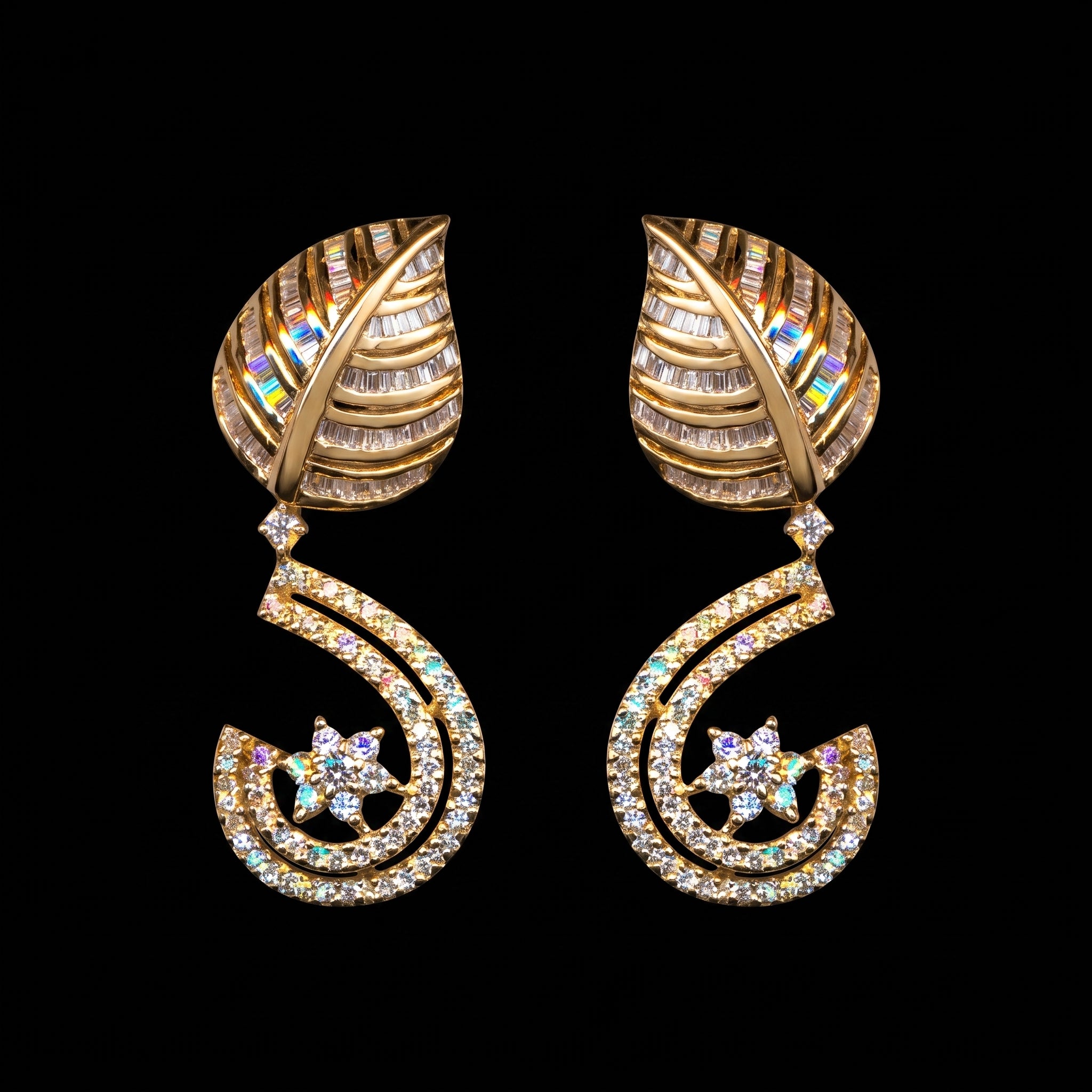 2.32Ct of Long Earring with the Purity of 14K