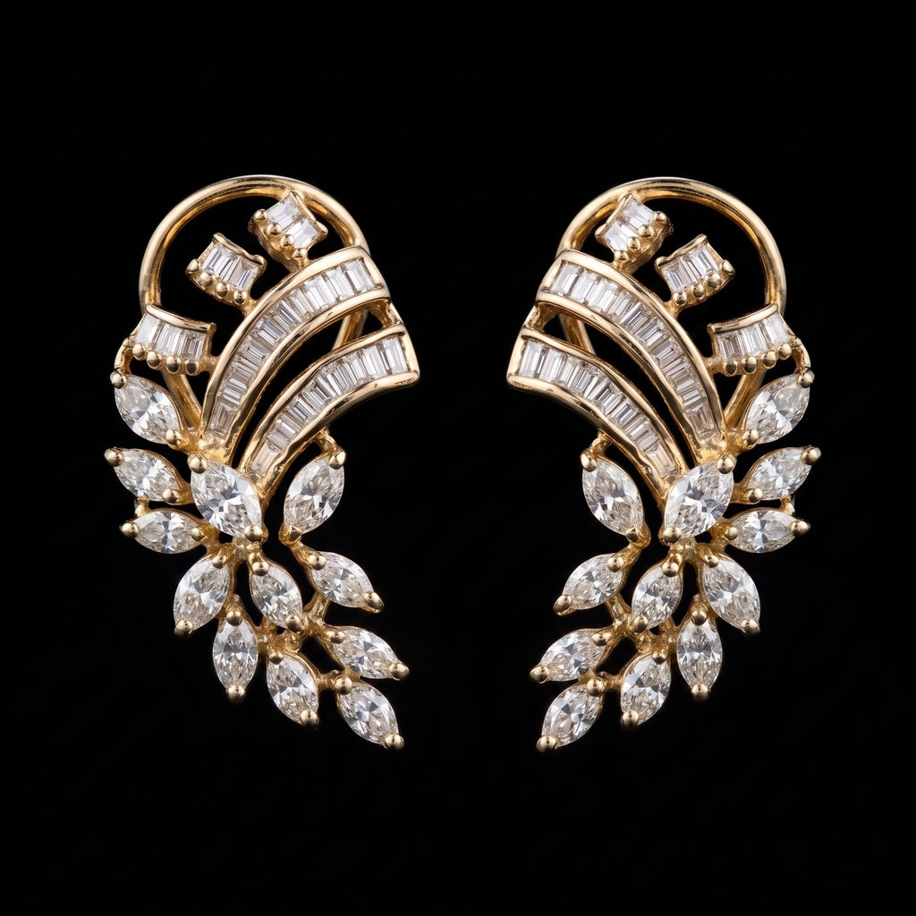 2.62Ct of Long Earring With the Purity of 14K