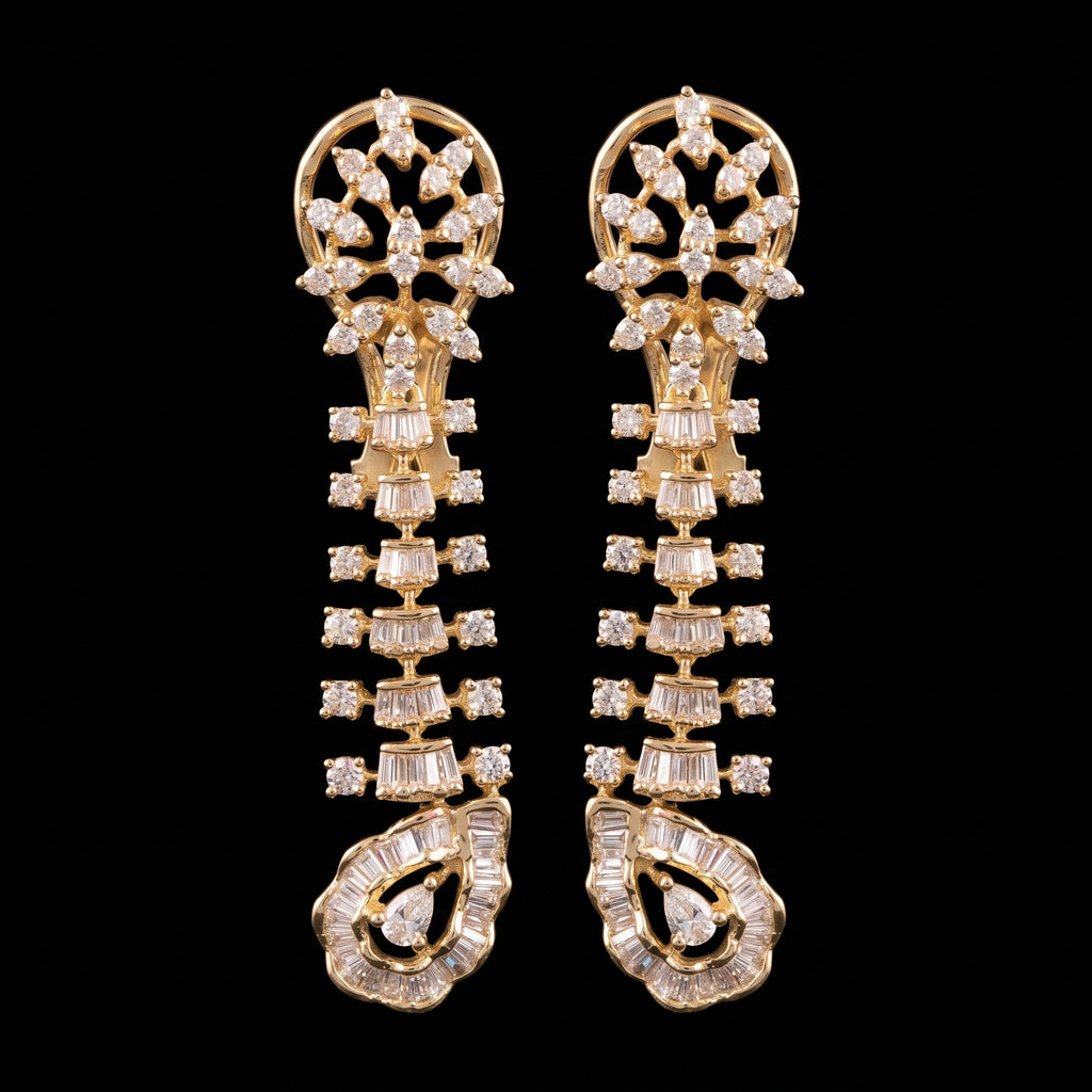 2.45Ct of Long Earring with the Purity of 14K