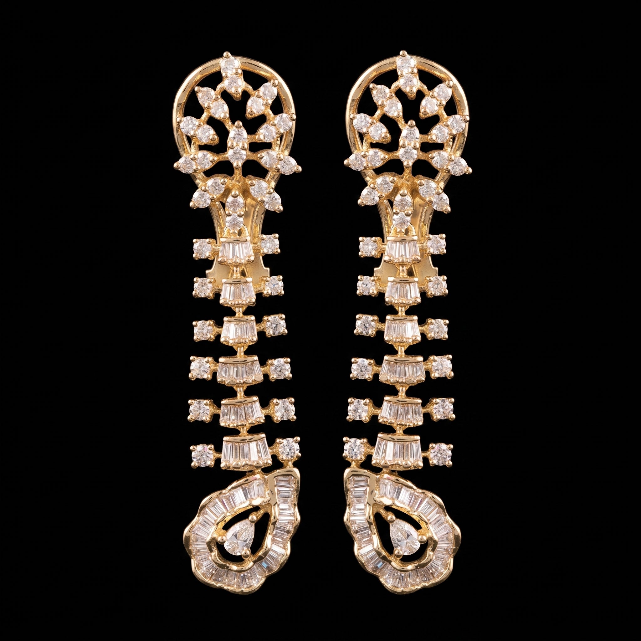 2.45Ct of Long Earring with the Purity of 14K