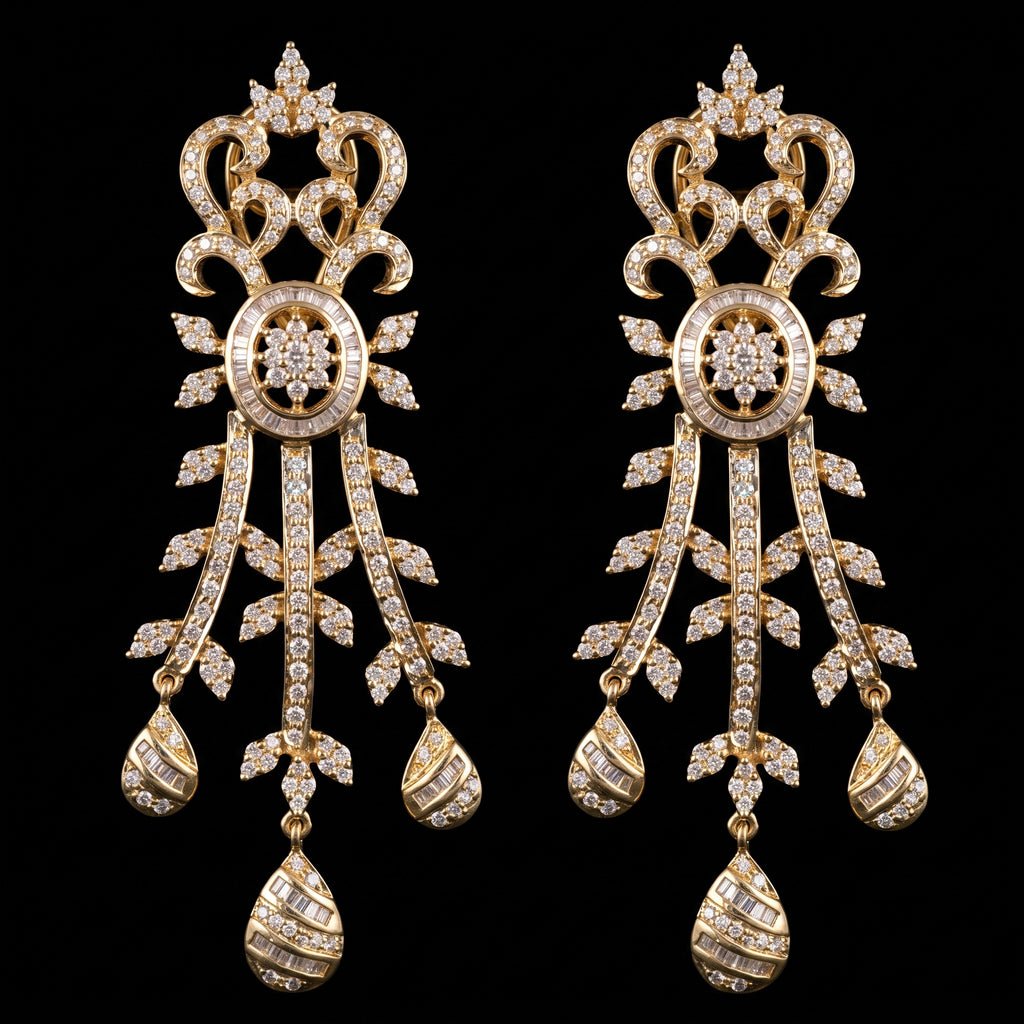 4.73Ct of Long Earring with the Purity of18K