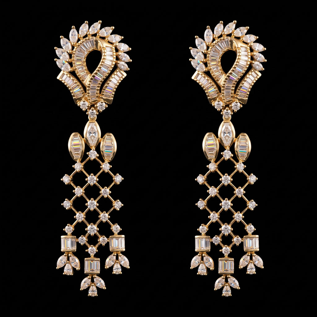 4.76Ct of Long Earring with the Purity of 14K