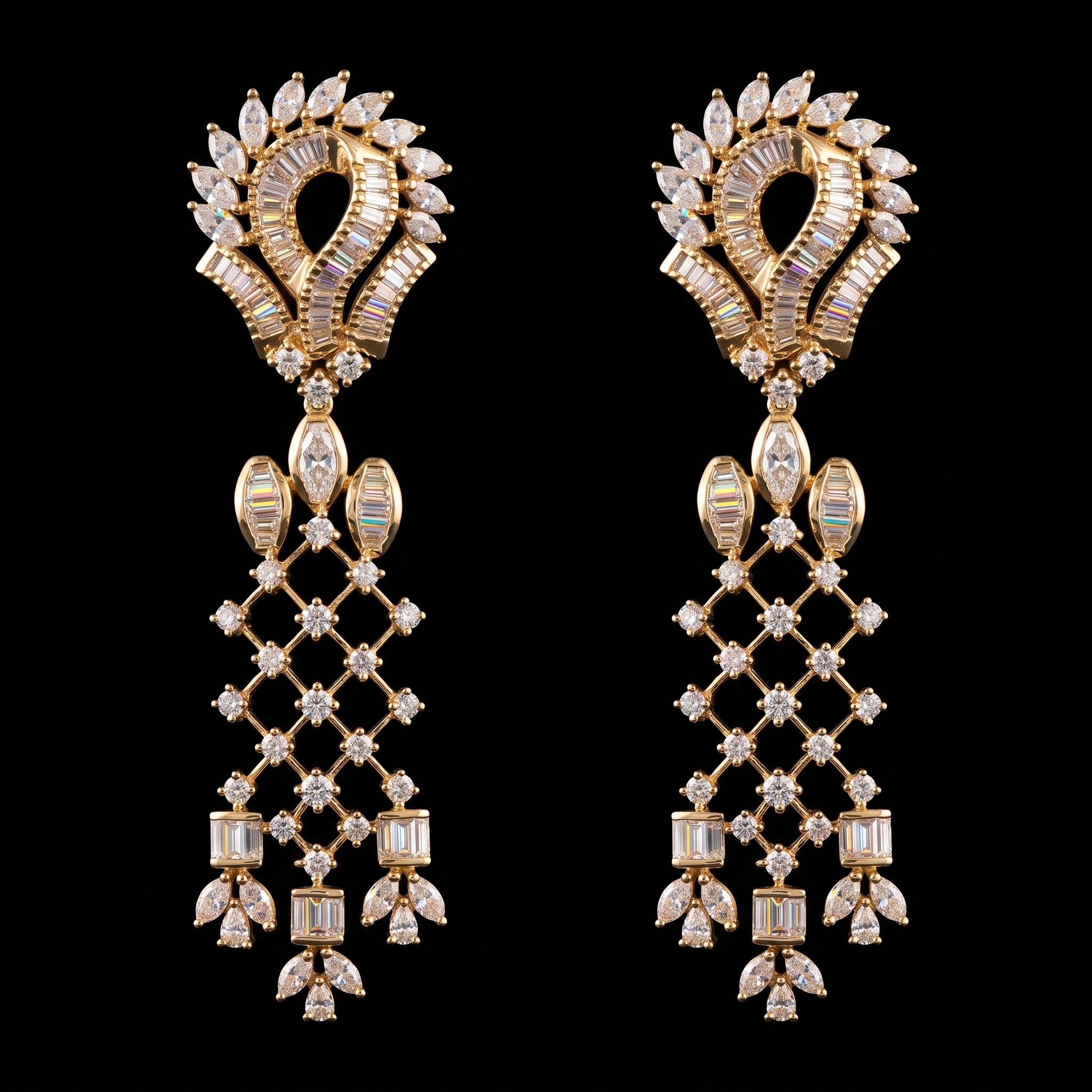 4.76Ct of Long Earring with the Purity of 14K
