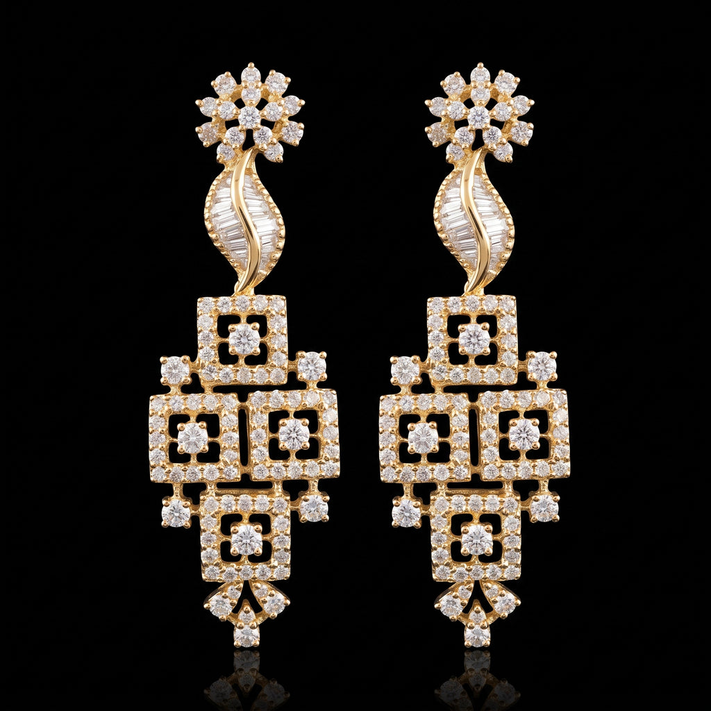3.26Ct of Long Earring With the Purity of 14K