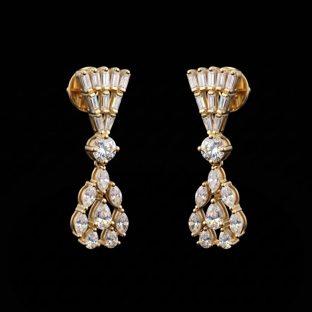 2.48Ct of Long Earring with the Purity of 14K