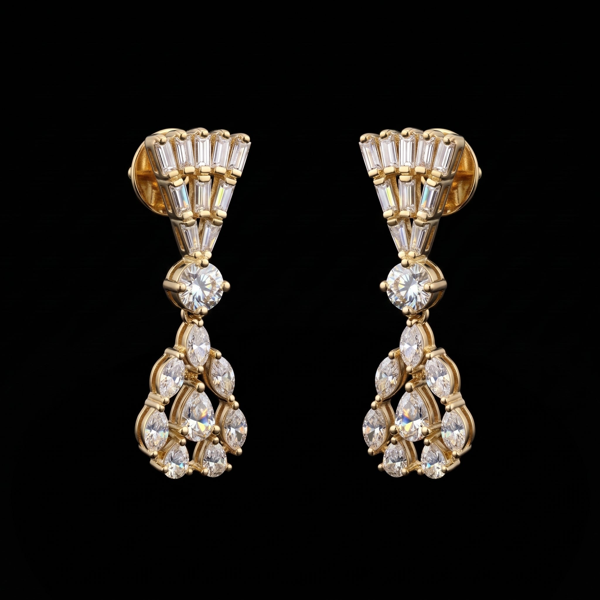 2.48Ct of Long Earring with the Purity of 14K