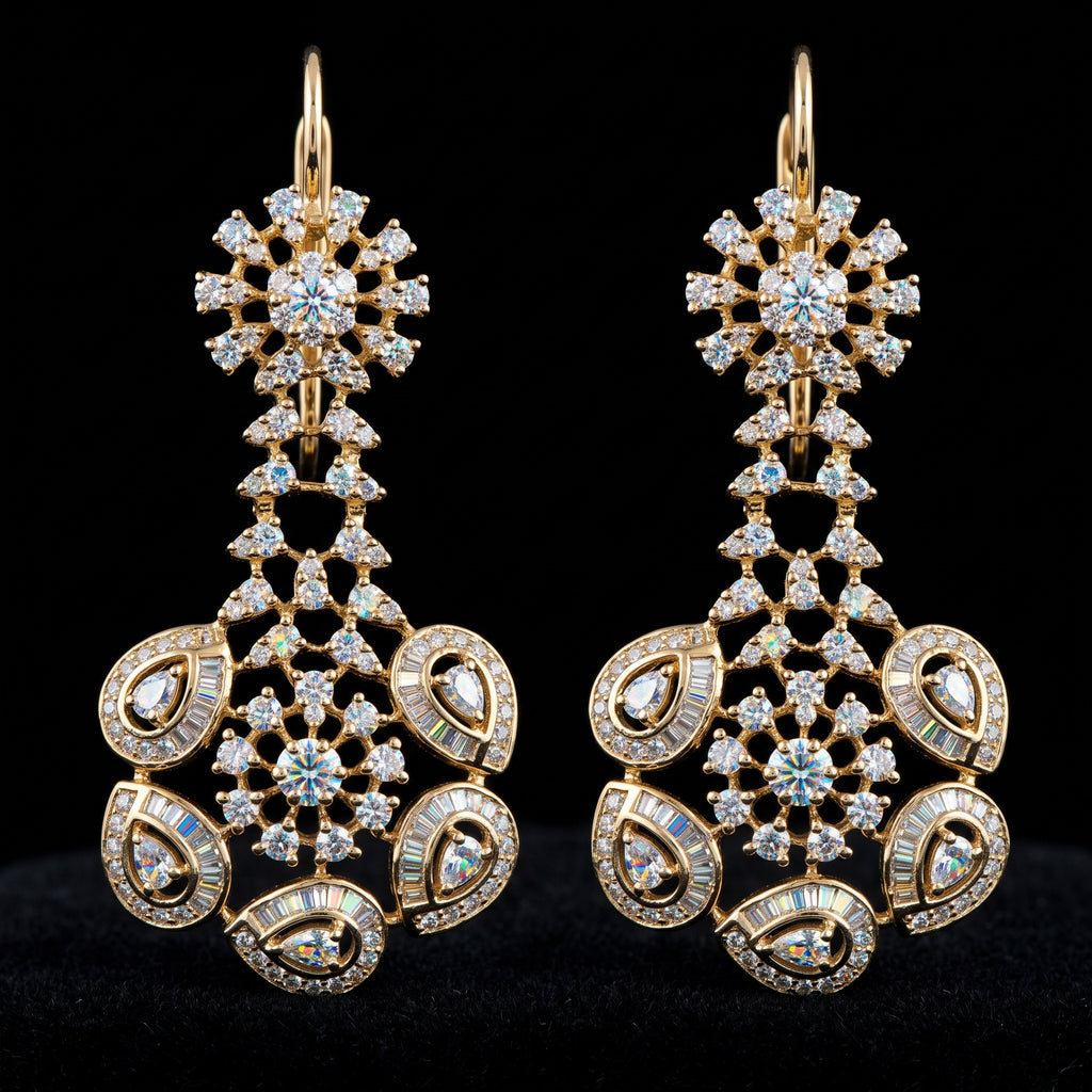 3.09Ct of Long Earring With the Purity of 14K