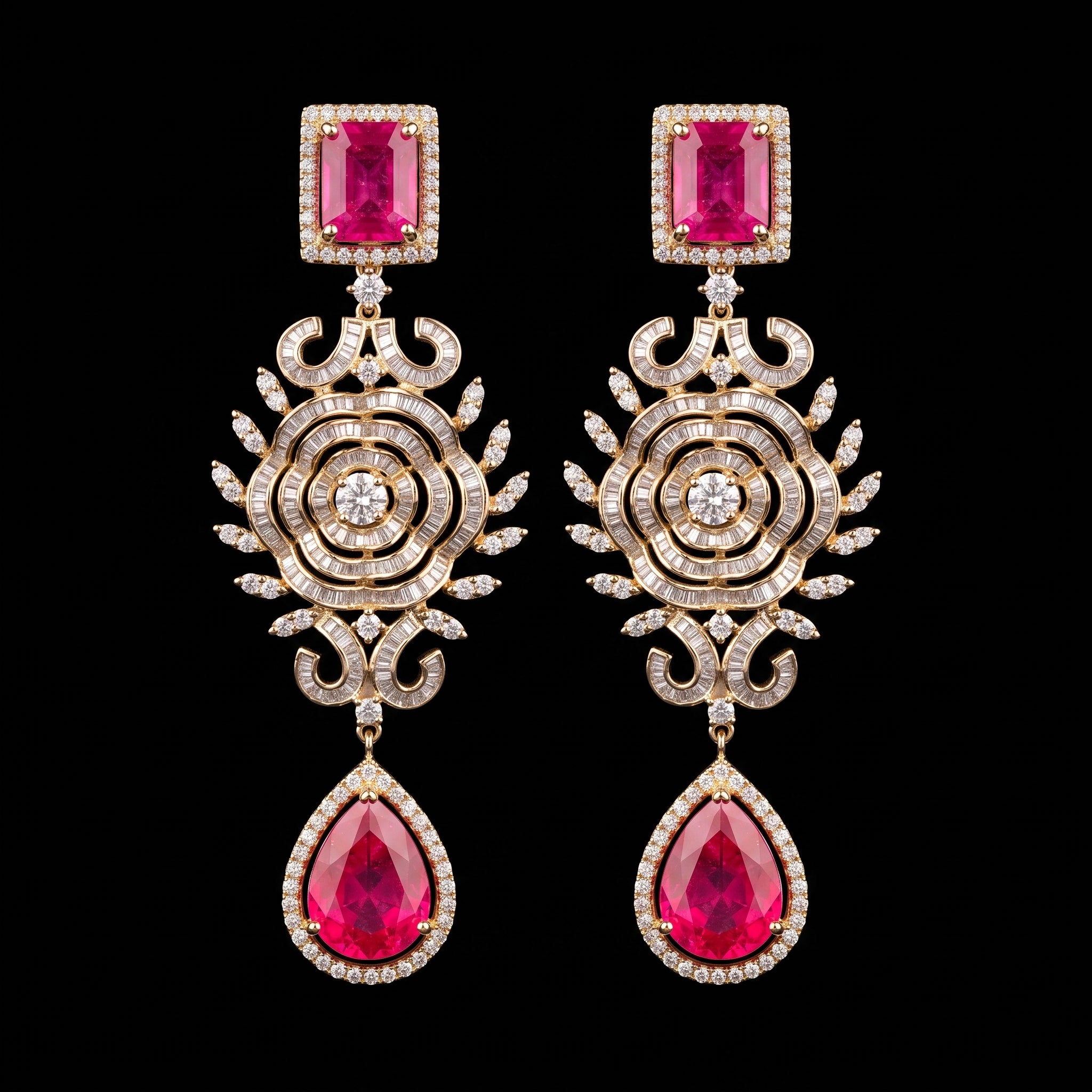8.59Ct of Long Earring with the Purity of 14K