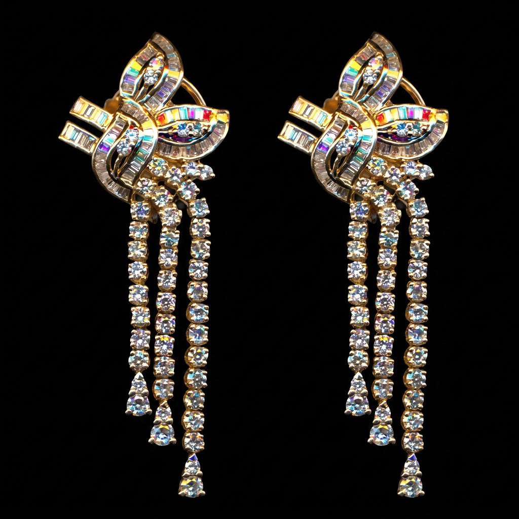 4.19Ct of Long Earring with the Purity of 14K